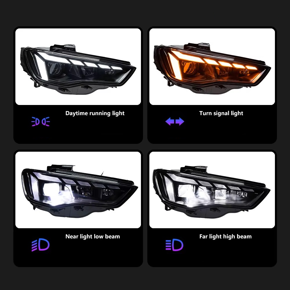 Look Rs3 Drl Εμπρός Φανάρια για Audi A3 2013-2016