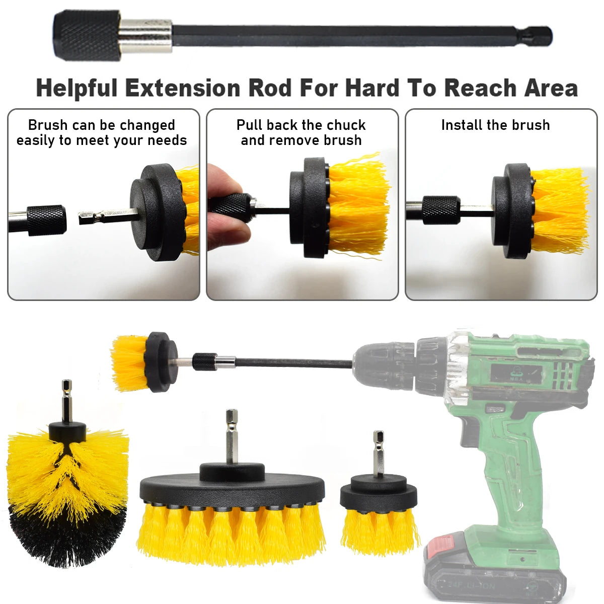 3 Κεφαλές Βούρτσας Συμβατές με Τρυπάνι\Δράπανο